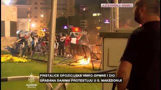 Sukob demonstranata i policije u Skoplju: Povrijeđeno 47 policajaca