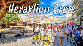 Heraklion Crete, walking tour in 4k, Greece 2023