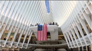 The Oculus at the WTC transportation hub with skylight open - 9/11/2017