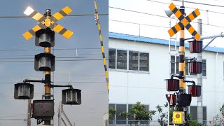 【踏切】JR内房線　変な配置の全方位警報灯が更新された踏切 (Railroad crossing in Japan)