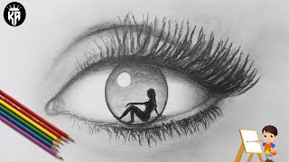 Easy way to draw a realistic eye for Beginners step by step | Using only 1 pencil |#drawing #eye