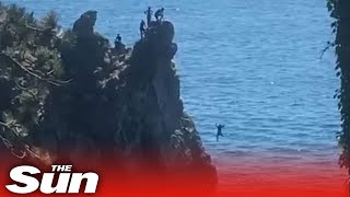 Teens ‘tombstone’ from rocks sparking coastguard rescue #Shorts