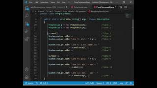 A Sample JAVA Program of POLYNOMIAL OPERATIONS (3_6)