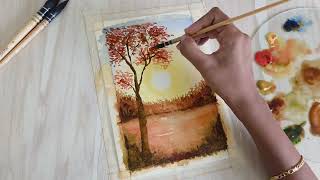 Easy sunset watercolour painting for beginners  🎨