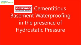 Basement Waterproofing Cementitious Membrane against hydrostatic pressure