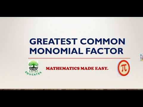 Greatest Common Monomial Factor - YouTube