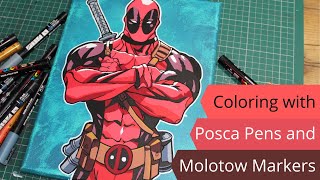 Deadpool - Coloring with Posca and Molotow - speed drawing