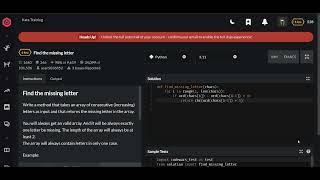Codewars | Find the missing letter | Python 6 kyu
