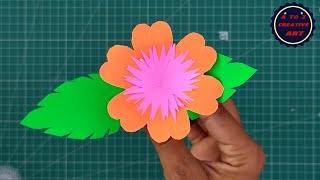 Easy Paper Flower Making For Beginners - Beautiful Paper Flower Making At Home - School Project