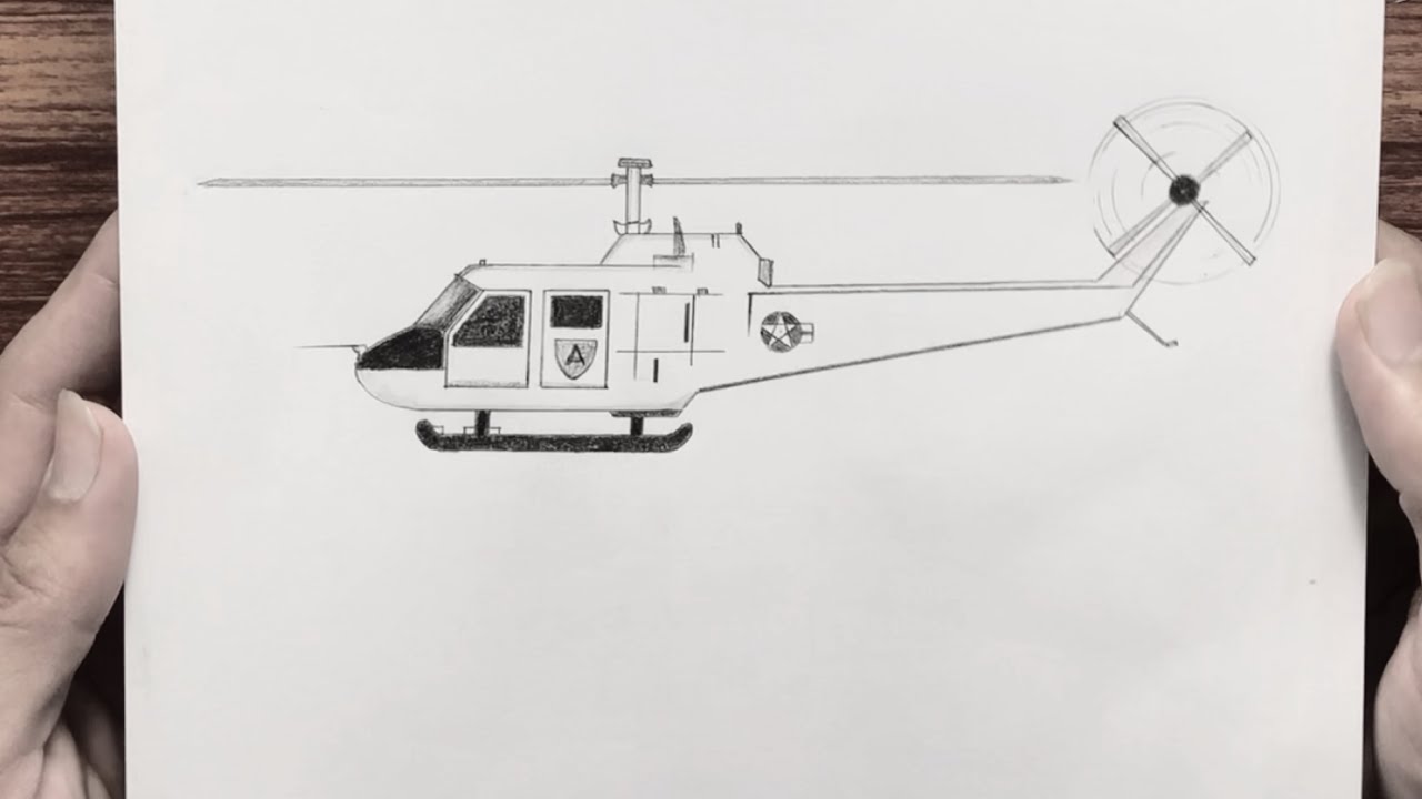 How To Draw A Army Helicopter Easy Step By Step - YouTube