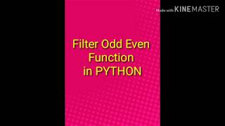 Odd Even Filter Program in Python
