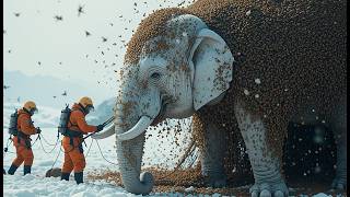 Shocking Rescue: Covered in Millions of Bees, a White Elephant Freed by a Heroic Team!