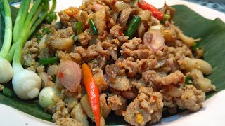 ลาบเห็ดนางฟ้าหมูสับ|เมนูเห็ด|ใช้เวลาน้อยแต่อร่อย