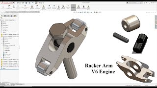 Rocker Arm V6 Engine SolidWorks Tutorial 2021! Learn from homee :D