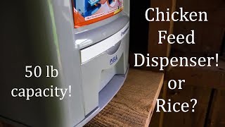 Chick Starter Crumble Feed Dispenser by Tayama USA Feeding Chickens with a Rice Dispenser!