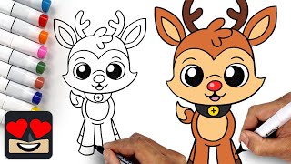 How To Draw Rudolph the Red Nosed Reindeer