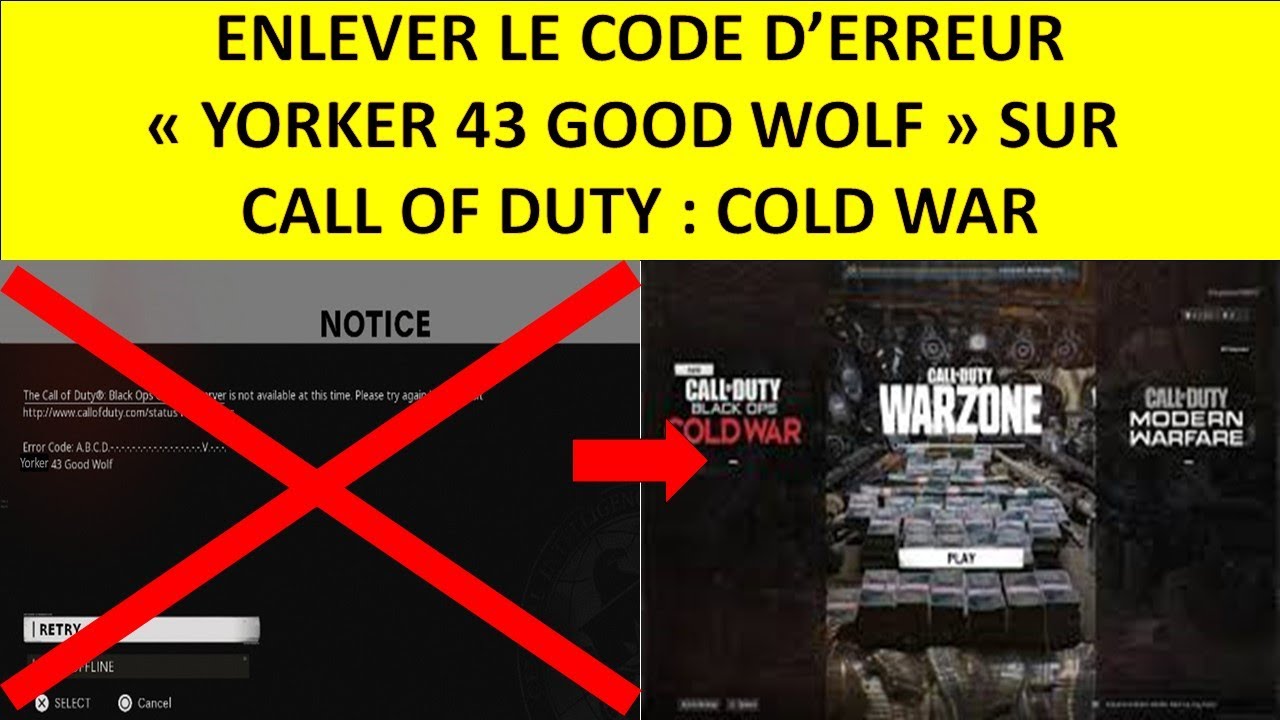 [TUTO] ENLEVER LE CODE D'ERREUR "YORKER 43 GOOD WOLF" SUR COLD WAR ...