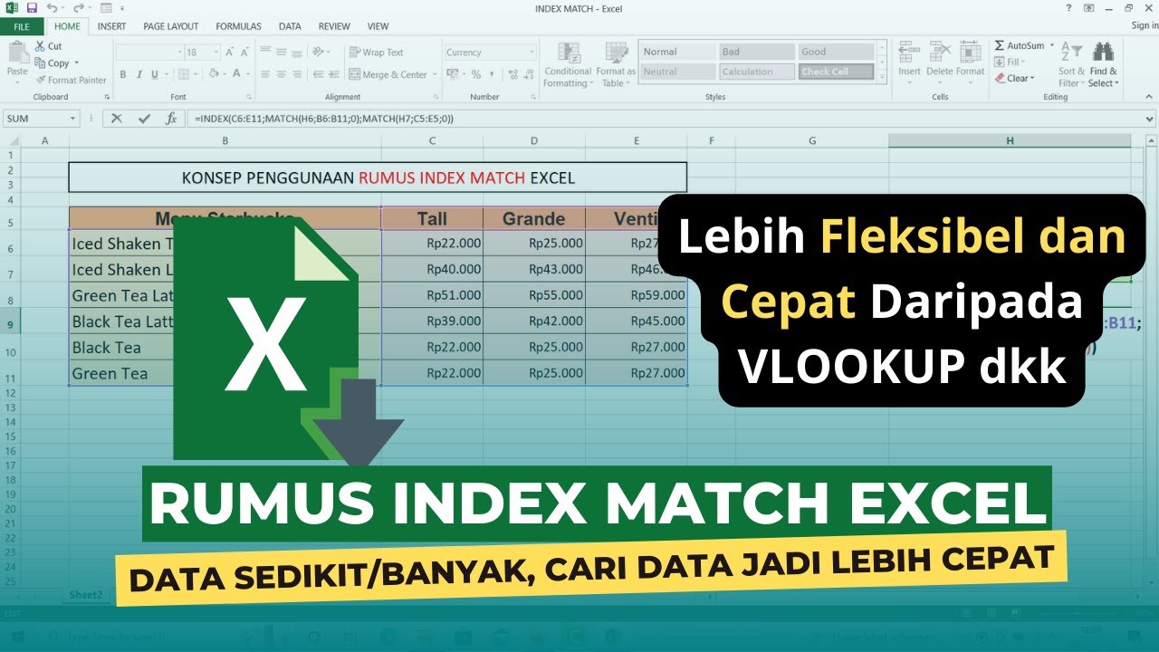 Tutorial Rumus INDEX Match EXCEL Dengan KRITERIA Untuk Pencarian DATA ...