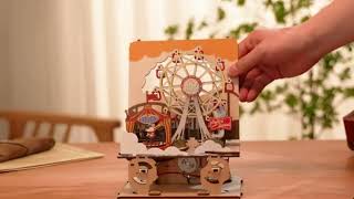 Robotime Rolife Sunset Carnival Music Boxes with Lights Ferris Wheel