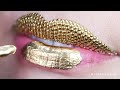 Makeup Tutorial Step by Step Using Gold Pigment & Studs  Lip Art