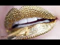 Makeup Tutorial Step by Step Using Gold Pigment & Studs  Lip Art