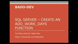 Sql Server - Create an Add_Work_Days function