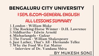 BCU-1st Sem. B.Com-General English- All Lessons Summary: SEP SYLLABUS