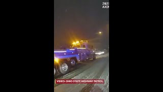 Video shows Ohio State Highway Patrol arrest man accused of OVI in snow