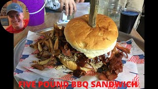 5 POUND BBQ SANDWICH AND FRIES! - The Hoginator Challenge - Old Iron Bar (Grant, MI)