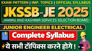 JKSSB JE Electrical Electronics Syllabus 2025 | JKSSB Exam Pattern | JKSSB Junior Engineer Syllabus