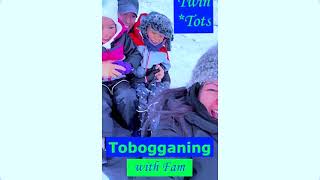 Different Ways Tobogganing! #Shorts|Twin*Tots WinterFun with Fam!