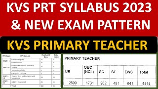 KVS PRT SYLLABUS 2023 & NEW EXAM PATTERN | KVS PRIMARY TEACHER