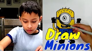 How to draw Minions Despicable Me 3 step by step easy For kids.