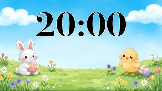 20 Minute Easter Timer | Fun Spring Countdown w Bunny, Chick, & Calm Piano Music for Classroom Focus