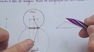 QUESTÃO LINDA DE GEOMETRIA PLANA: ÁREA DO RETÂNGULO OCULTO NA SOBREPOSIÇÃO DE DOIS CÍRCULO.