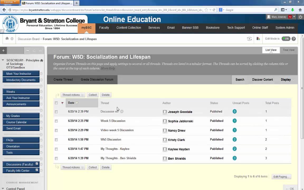 Reviewing And Responding To Discussions - Blackboard At Bryant ...