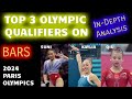 TOP 3 QUALIFIERS on BARS Paris Olympics Kaylia, Qiu, Suni in depth analysis of all the bar routines