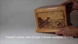 Cherry Wood Deep Laser Carved Cremation Urn