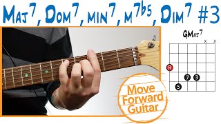 Guitar Chord Theory: Maj7 - Dom7 - min7 - m7b5 - Dim7 (#3)