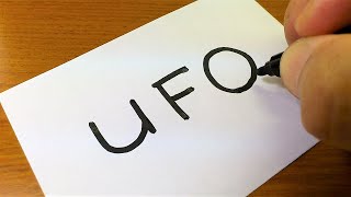 Very Easy ! How to turn words UFO into a Cartoon - How to draw doodle art on paper