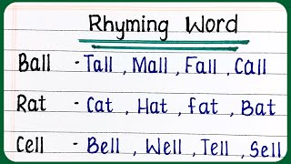 Rhyming words in English four words each | Learn 50 Interesting Rhyming Words | Phonics Rhyming Word