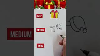 #27 DRAWING/Easy, Medium, Hard drawing Christmas gift🎁box#shorts #drawing#tiktok#viral#christmas#art