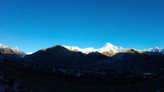 Kazbegi mountain sunrise timelapse  from Rooms Hotel, April 2017