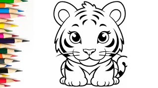 How to Draw a Tiger Easy for Kids and Toddlers Step by Step