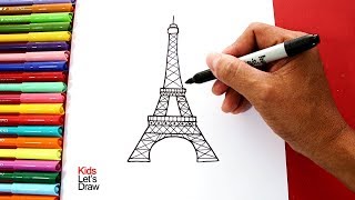 Cómo dibujar la TORRE EIFFEL fácil (paso a paso) | How to draw The Eiffel Tower Easy!