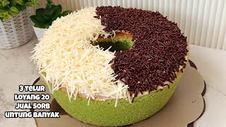 RESEP BOLU PANDAN JADUL 3 TELUR TOPPING MESES & KEJU PRIMADONA DI TOKO KUE