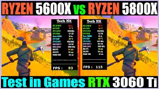 Ryzen 5600X vs Ryzen 5800X - RTX 3060 Ti 8GB | Test in 13 Games at 1080p - Tech MK