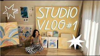 STUDIO VLOG 01 ✶ painting flowers ✶ abstract art ✶ self-portrait