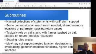 Subroutine handling in programming languages