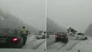 Trooper survives after dramatic crash caught on video